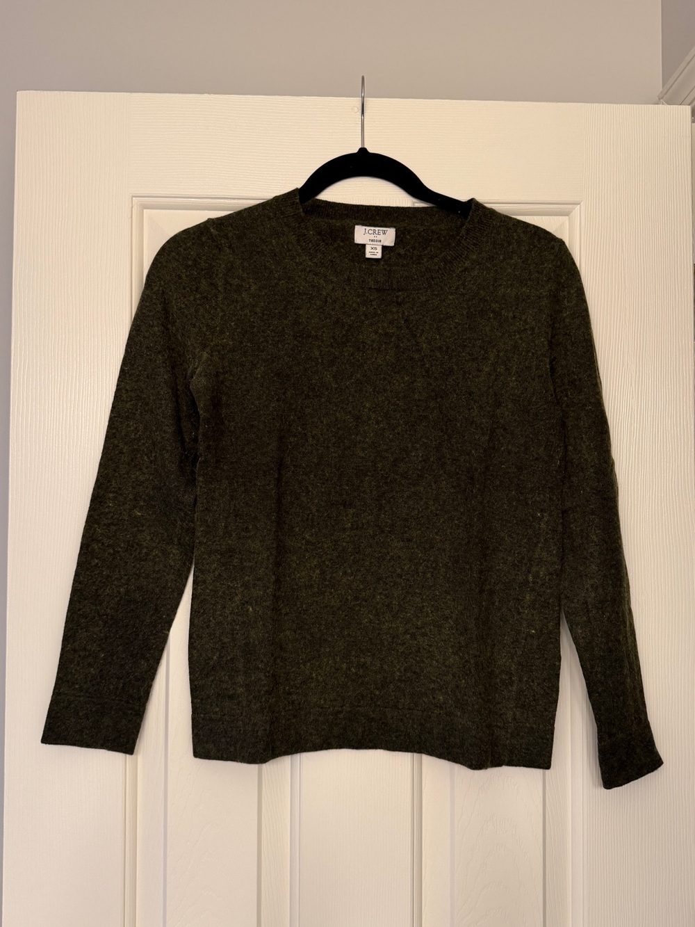 J Crew Green Wool Cotton Blend Teddie Sweater